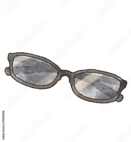 Illustration of sunglasses, UV protection.