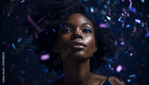 beautiful woman with confetti background, luxury and premium