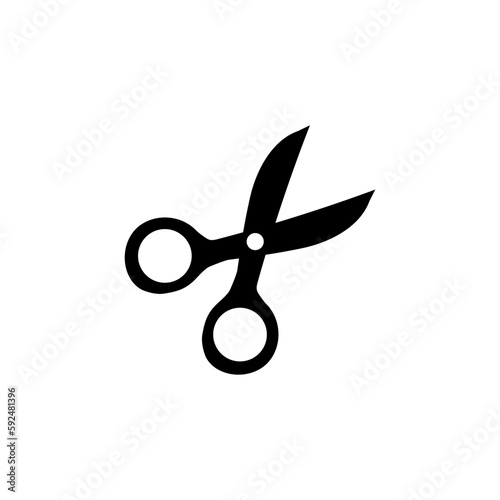 Black scissors on white background