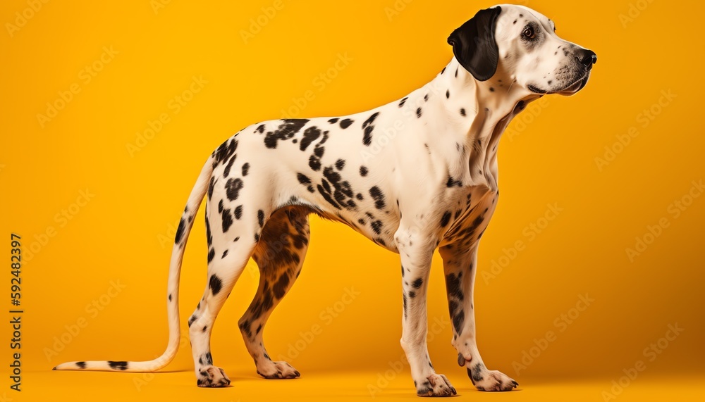 dalmatian dog on yellow background