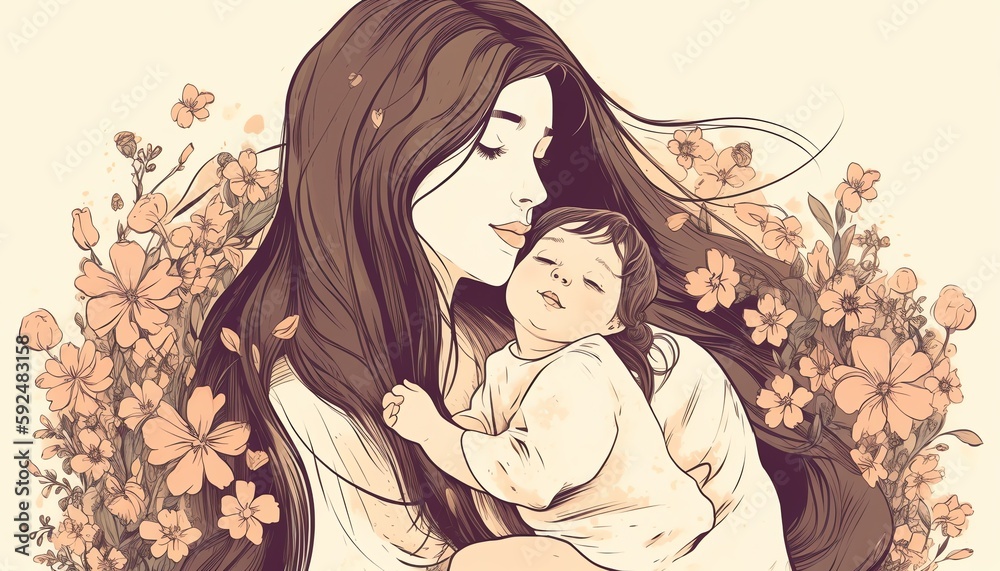 mother and child hugging, family love mother and child hugging, family love