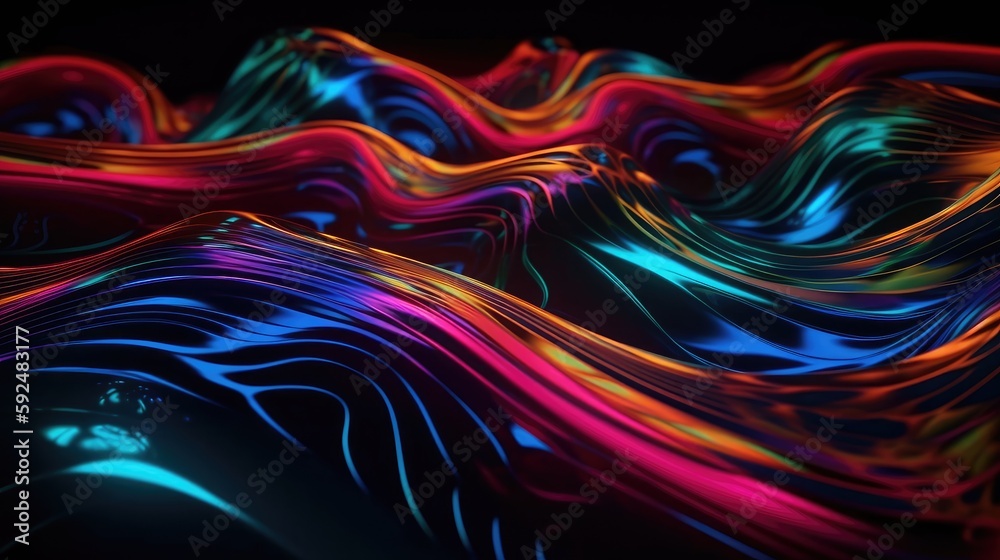 Abstract Mix Hologram and neon, vibrant metallic colors background. generative ai