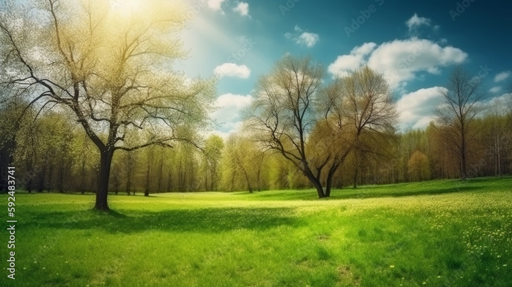 Beautiful blurred background image of spring nature. AI generative Beautiful blurred background image of spring nature. AI generative