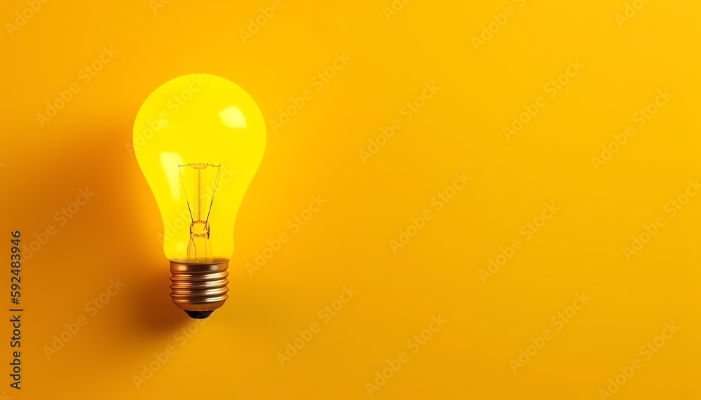 yellow light bulb on yellow background with free space yellow light bulb on yellow background with free space