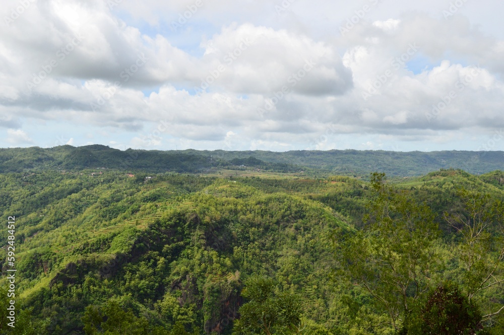 Yogyakarta, Indonesia – January 13, 2020:  Morning View From Taman Buah Mangunan. Selected Focus