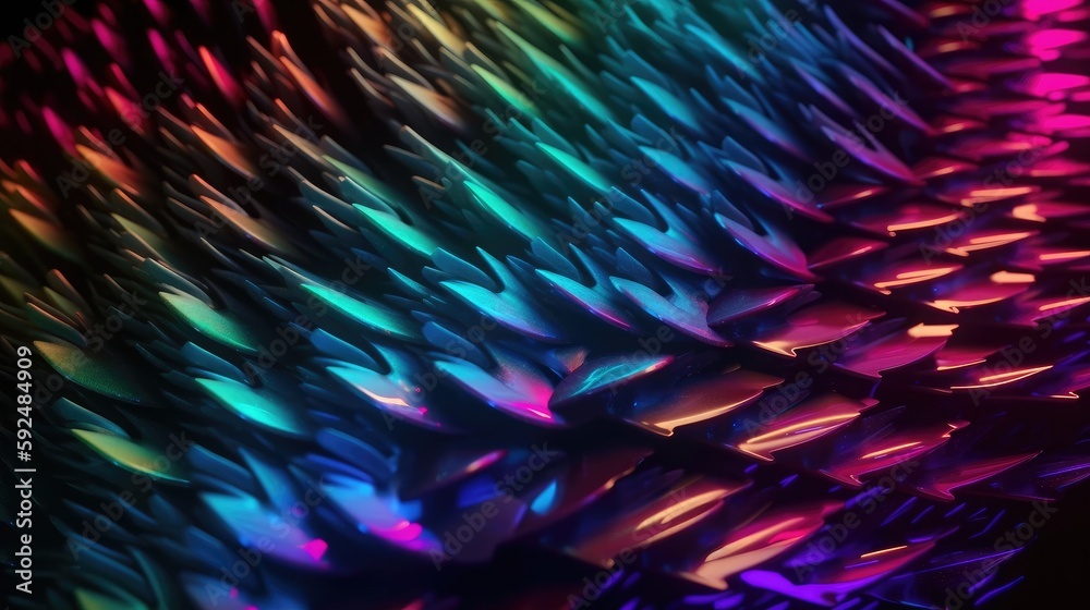Fototapeta premium Abstract Mix Hologram and neon, vibrant metallic colors background. generative ai