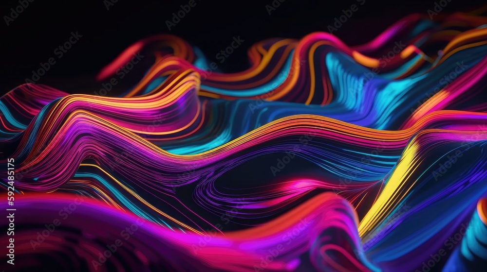 Obraz premium Abstract Mix Hologram and neon, vibrant metallic colors background. generative ai