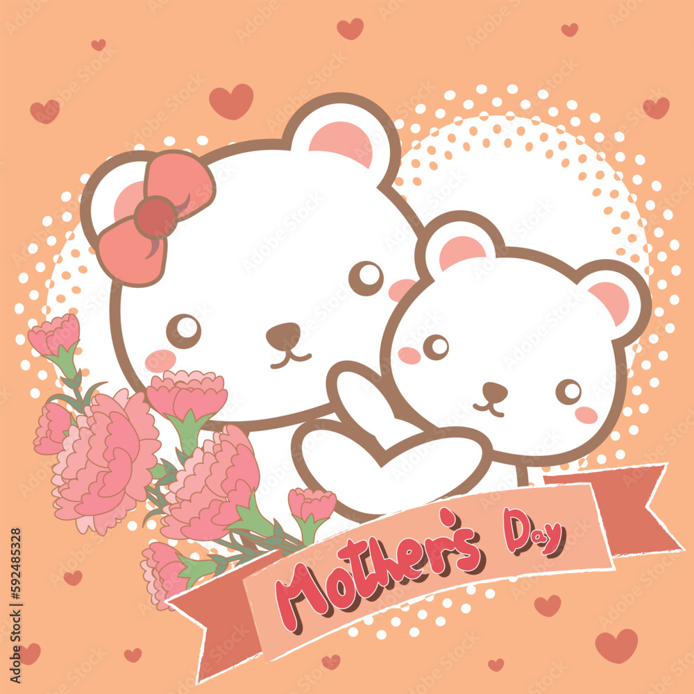 Cute bears are congratulating mother's day Cute bears are congratulating mother's day