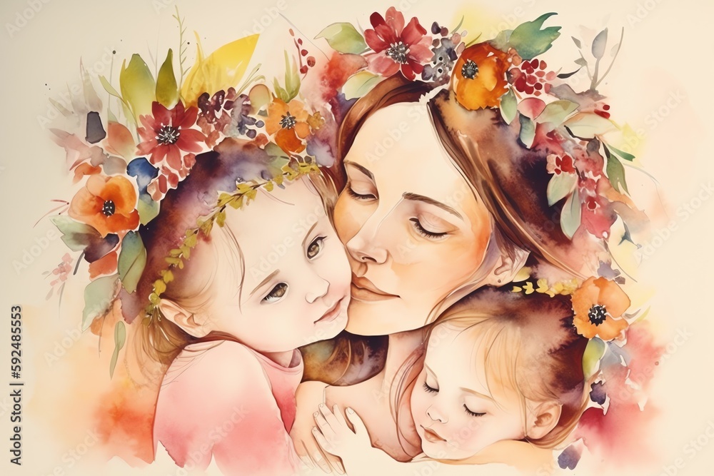 Fototapeta premium mother and child hugging, mother love
