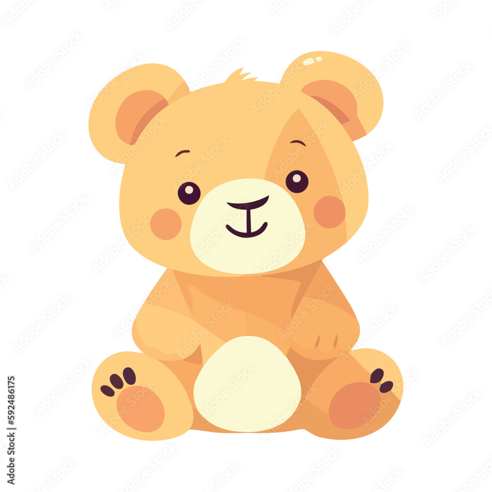 Small cheerful teddy bear sitting