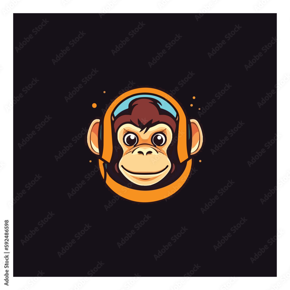 Space chimp illustration. Chimp astronaut vector Space chimp illustration. Chimp astronaut vector