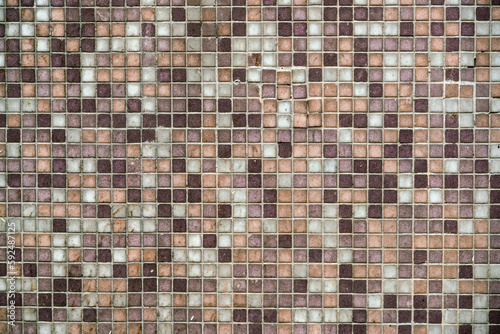 Brown temporary mosaic wall, background and texture