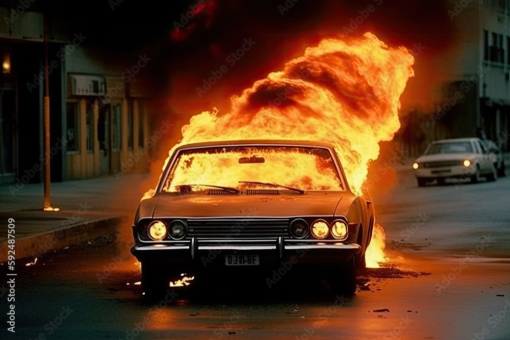 car in fire created with Generative AI technology car in fire created with Generative AI technology