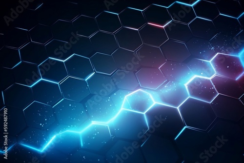 electric lightning honeycomb background in vector. generative AI