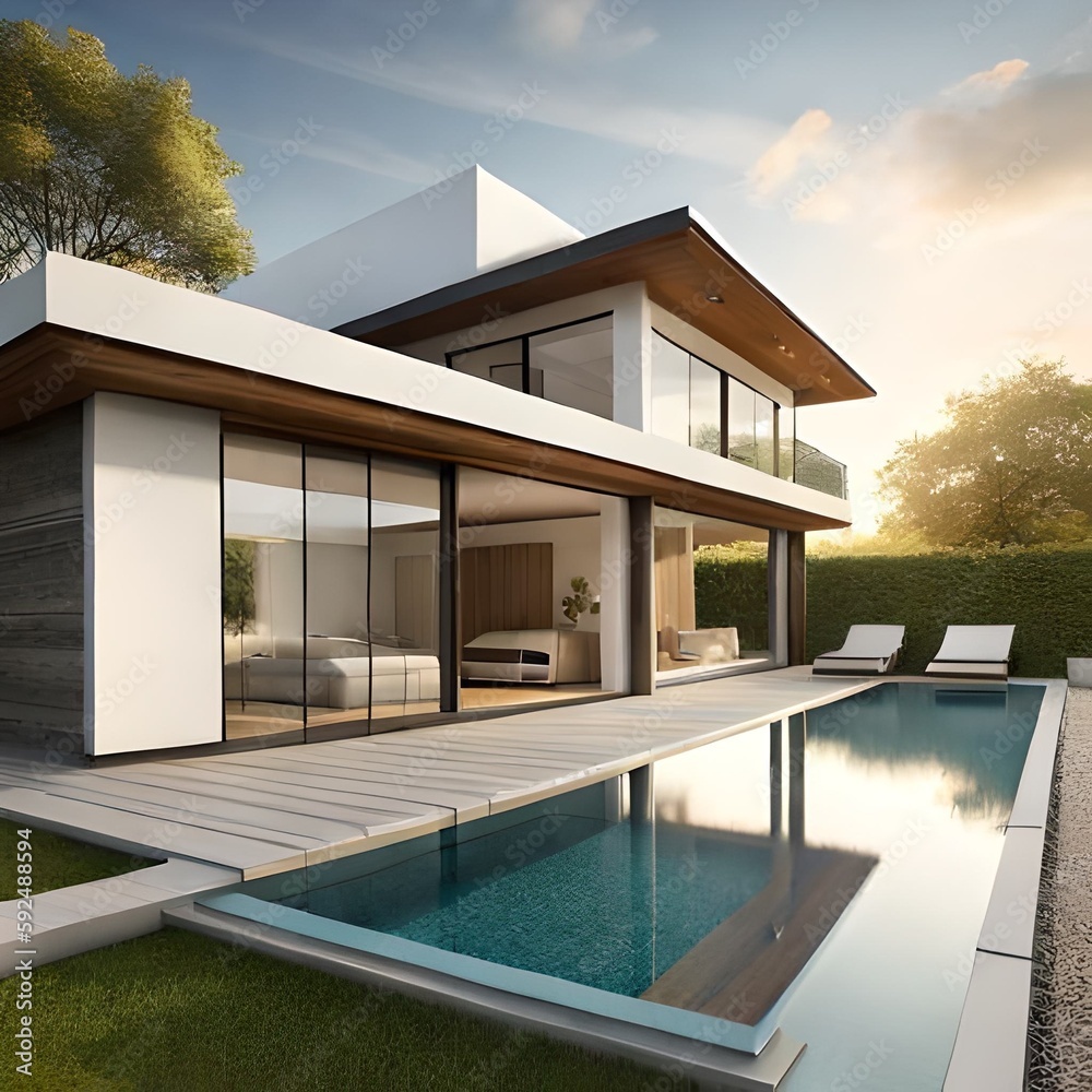 Fototapeta premium House with pool