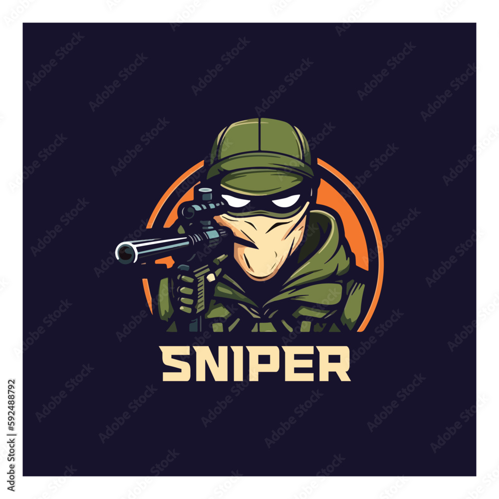 sniper with gun mascot e-sport logo gaming