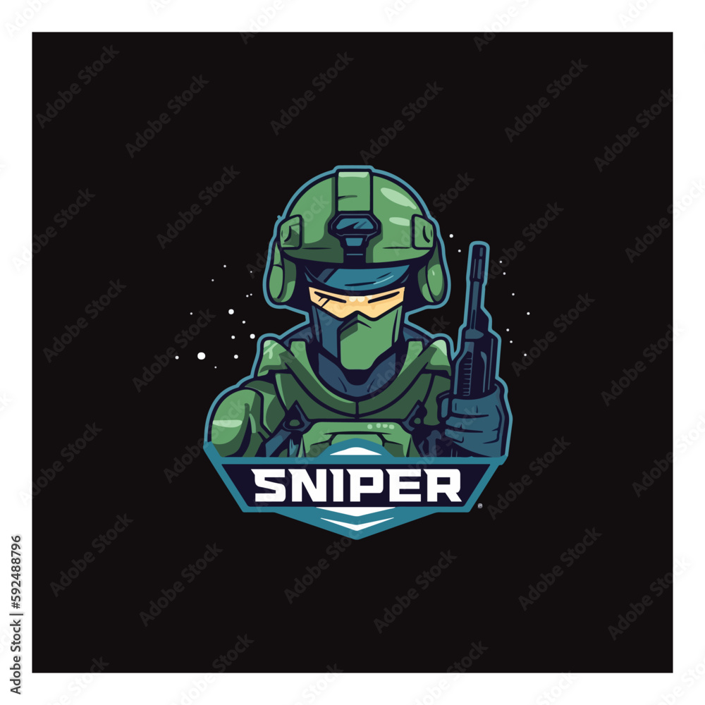 sniper with gun mascot e-sport logo gaming