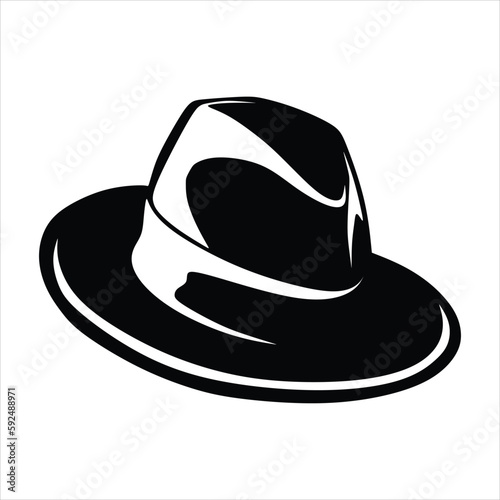 Fedora hat on artline black and white