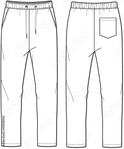 Trousers for Men Vector Illustration Technical Sketch