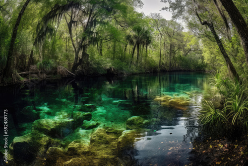 river in the forest created with Generative AI technology © Robert Herhold