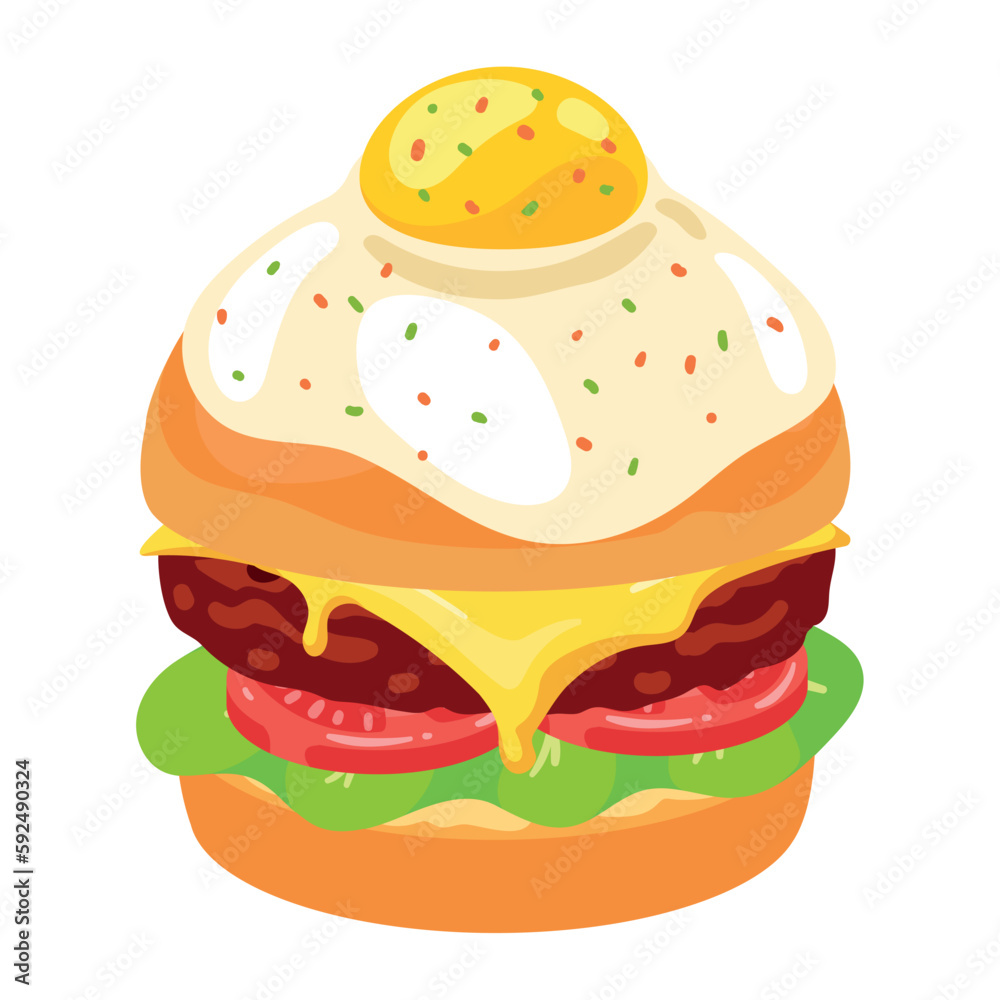Gourmet burger with grilled beef and egg fried Gourmet burger with grilled beef and egg fried