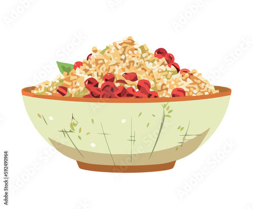 Healthy meal of rice and beans