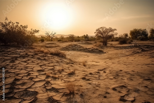 dry soil in the desert created with Generative AI technology