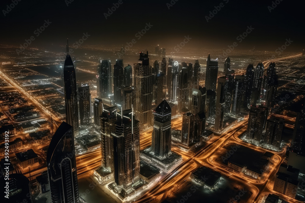 Obraz premium dubai in the night created with Generative AI technology