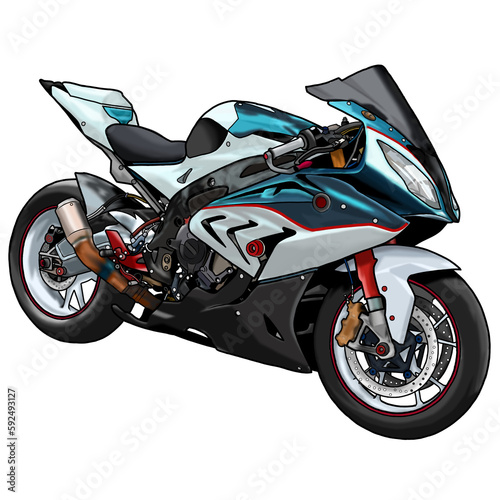 Illustration of a Modified Superbike S 1000 RR Four Cyllinder Engine Motorbike With Transparent Background