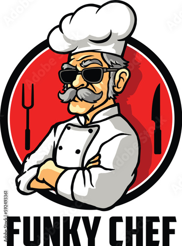 Funky Old Chef Cartoon Mascot Logo