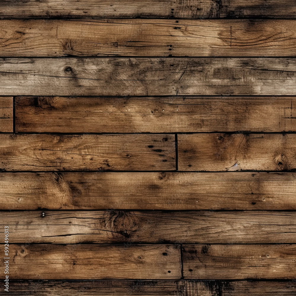 Naklejka premium Seamless Wood Pattern, Boards, Rustic, Vintage. Pattern Fits Together Seamlessly. Generative AI