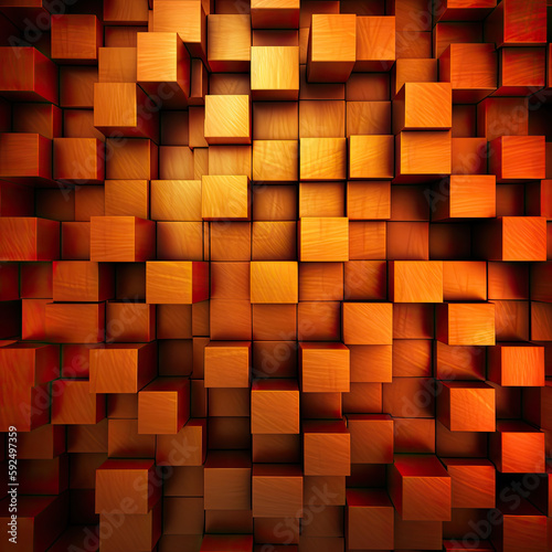 orange abstract background with cubes created with generative AI