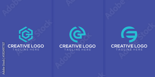 E G logo icon monogram alphabet letters collection