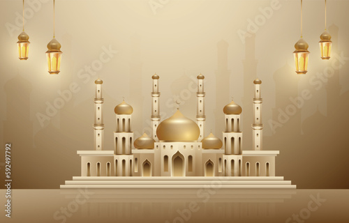 mosque in the brown background