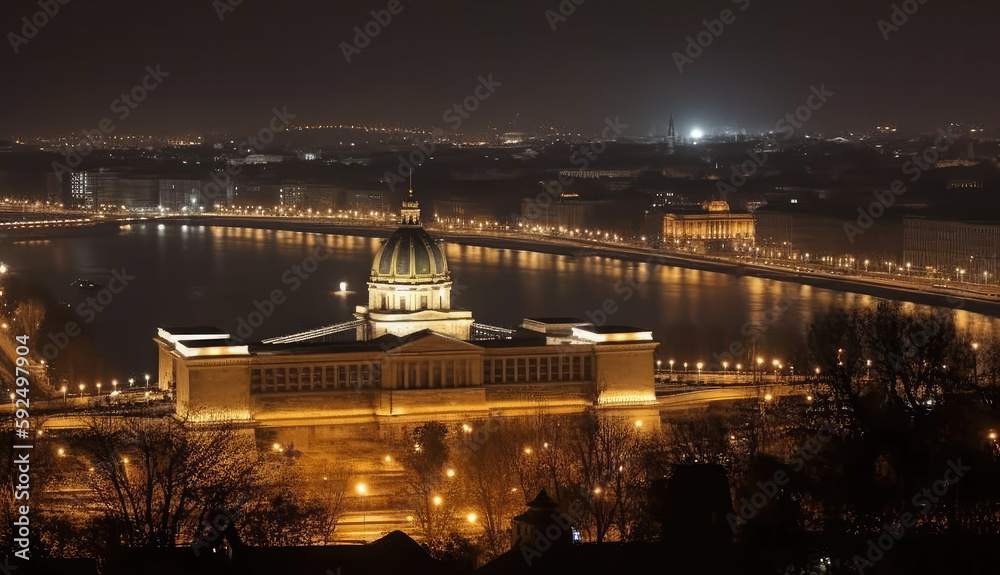 budapest at night created with Generative AI technology