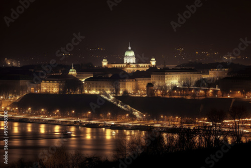 budapest at night created with Generative AI technology