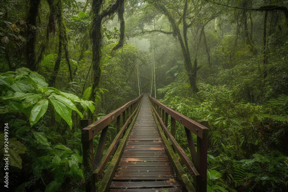 Fototapeta premium bridge in the forest created with Generative AI technology