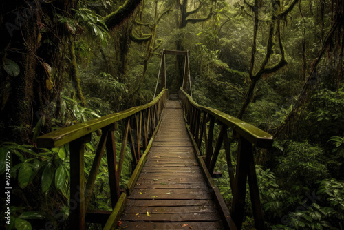 bridge in the forest created with Generative AI technology