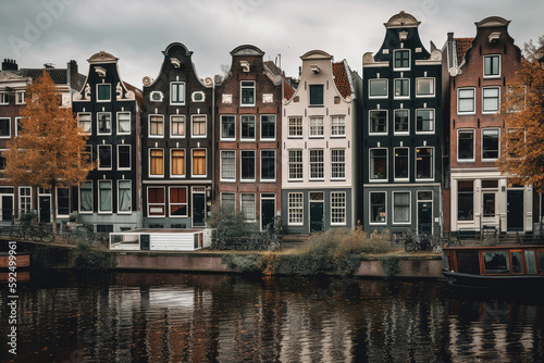 city canal houses at amsterdam Generative AI, Generativ, KI, 