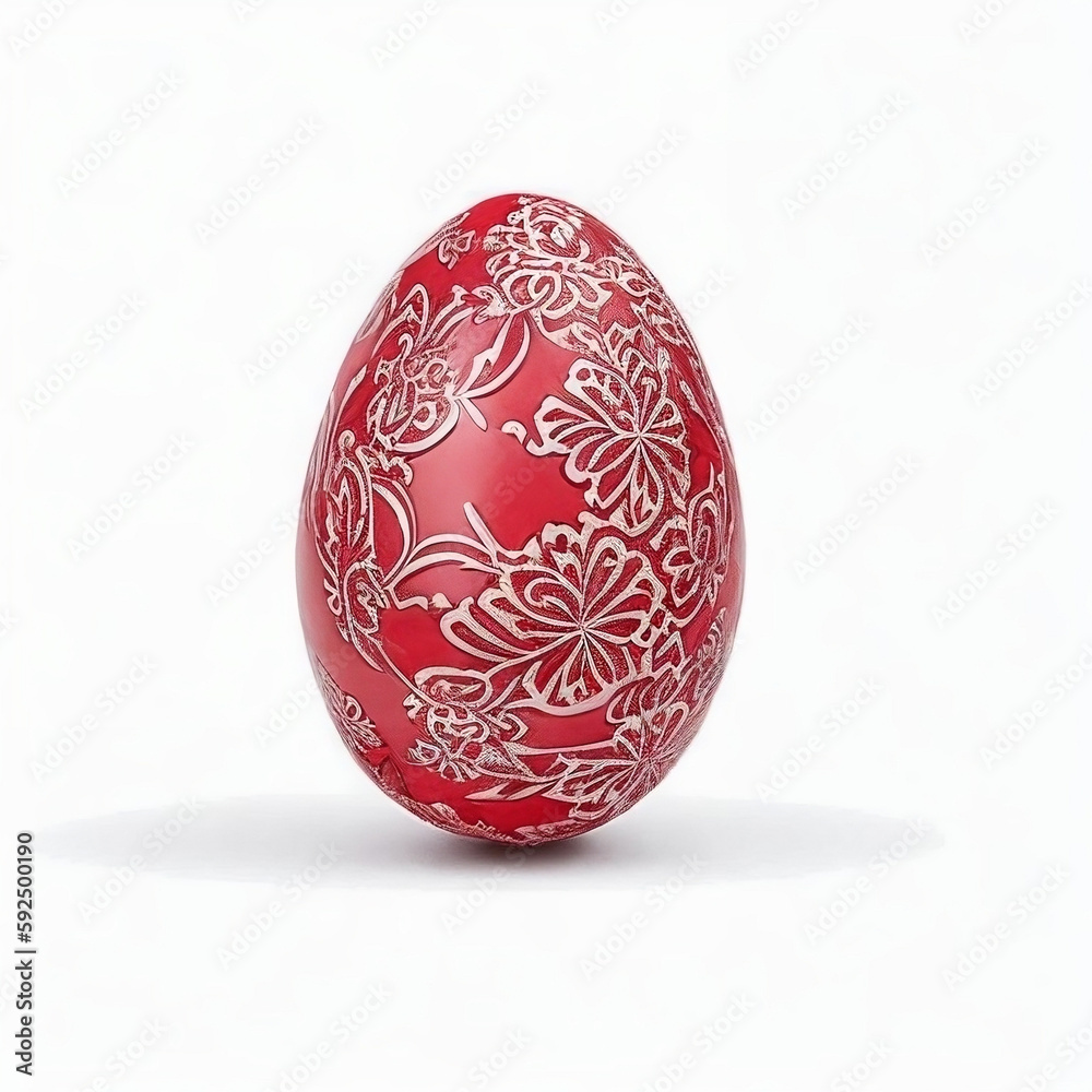 Fototapeta premium Handmade red Easter egg isolated on a white background. Clipping path.
