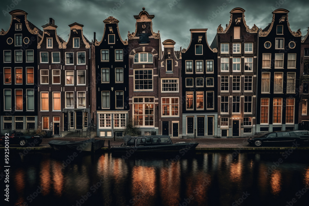 city canal houses at amsterdam Generative AI, Generativ, KI, 