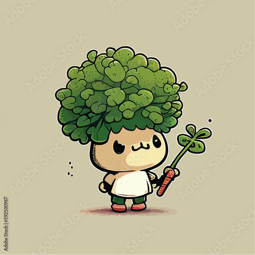 cute Cress vegetable character, cartoon, children book style, artistic, theme print design, for t-shirt print and case, Illustrator
