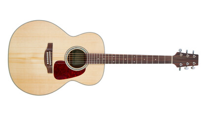 Acoustic guitar isolated on transparent background.