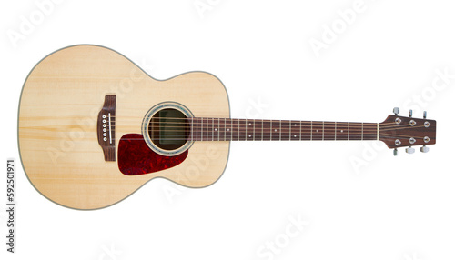 Acoustic guitar isolated on transparent background.