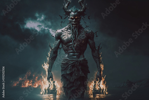 Hades Aida. Historical Old and Ancient Mythology - Olympic Gods. Greek rulers and lords , heavenly powers, kings. ancient third generation gods, supreme deities who dwelt mount olympus. Generative AI photo