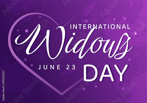 International Widows Day Vector Illustration on June 23 with Woman Mourns and Injustice Faced by Widow in Flat Cartoon Hand Drawn Templates