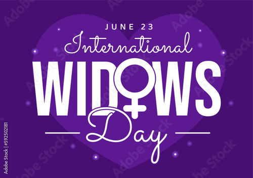 International Widows Day Vector Illustration on June 23 with Woman Mourns and Injustice Faced by Widow in Flat Cartoon Hand Drawn Templates
