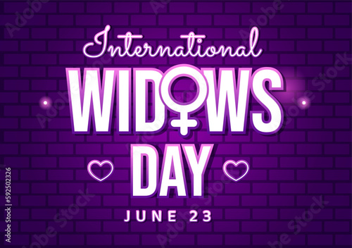 International Widows Day Vector Illustration on June 23 with Woman Mourns and Injustice Faced by Widow in Flat Cartoon Hand Drawn Templates