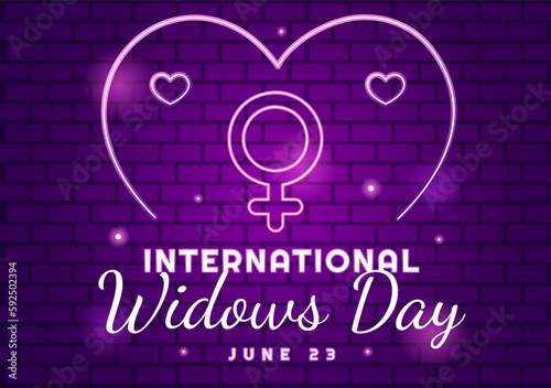International Widows Day Vector Illustration on June 23 with Woman Mourns and Injustice Faced by Widow in Flat Cartoon Hand Drawn Templates