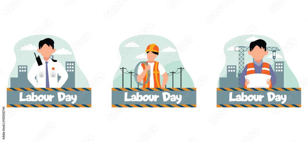 Fototapeta premium Flat Bundle Labour Day Design Illustration